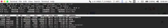 output of top showing appstreamcli with 100% cpu usage