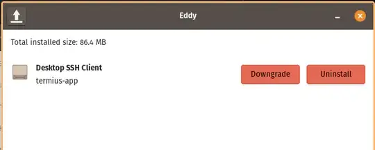 Eddy Package Manager showing option to uninstall or downgrade terminus-app