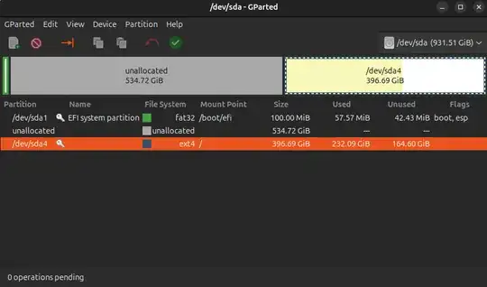 GParted sda Partitions