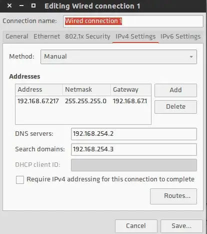 network settings IPv4 ubuntu