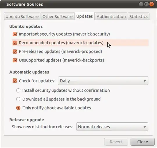 Software updates settings