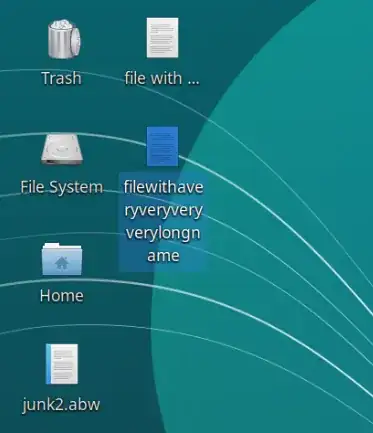 Icon with expanded text: filename has no spaces