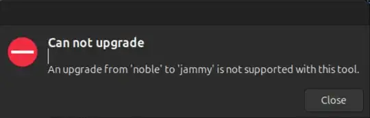 Can not upgrade. An upgrade from 'noble' to 'jammy' is not supported with this tool.