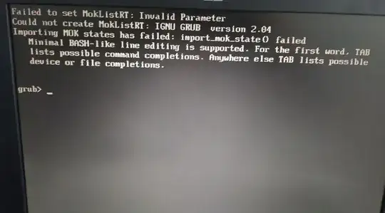 Error says failed to set mok list r t, invalid parameter; could not create mok list r t, i gnu Grub version 2.04; import m o k states has failed, function import_mok_state() failed; after that it falls to a Grub bash screen