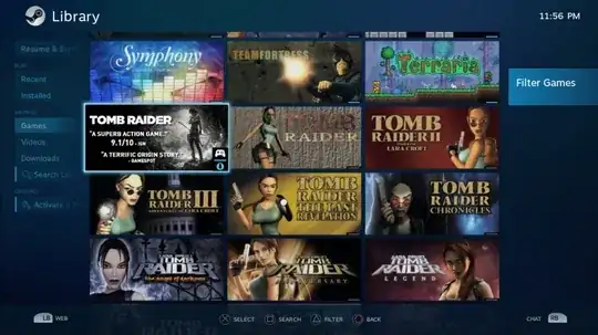 Controller icon in Steam "Big Picture" mode