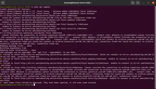 Screen shot from terminal