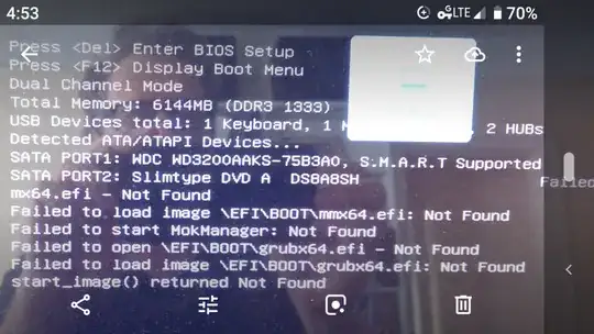 boot up error efi