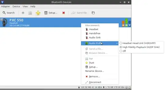 Bluetooth device dialog