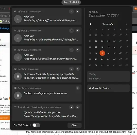 Ubuntu notification centre with working font