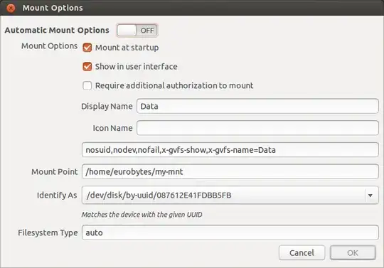 Mount Options window