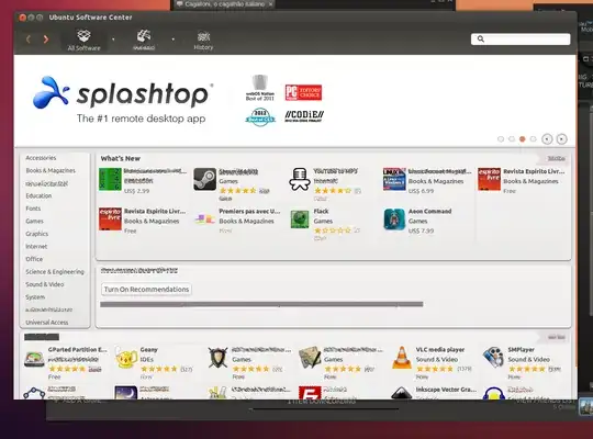Glitched Ubuntu Software Centre Window