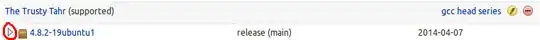 screenshot showing the rightward facing triangle with which one expands a release to see downloads for it