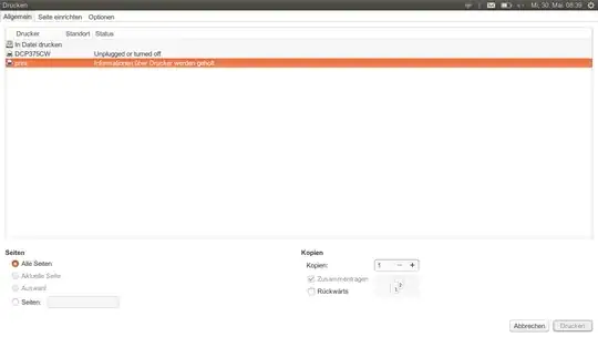 Screenshot, the problematic entry is highlighted