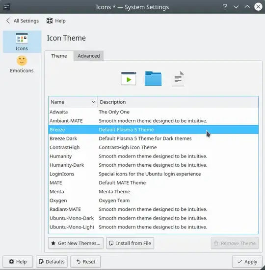 Default Icon theme Breeze