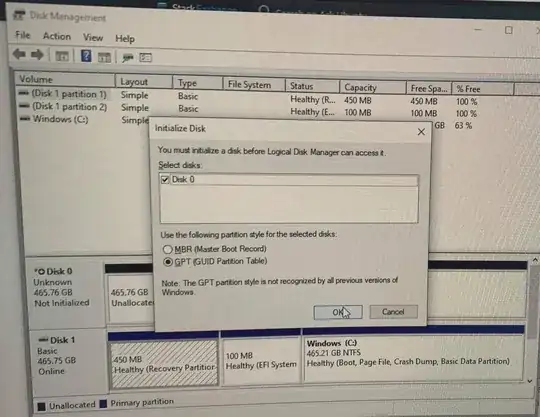 screenshot of Disk Management