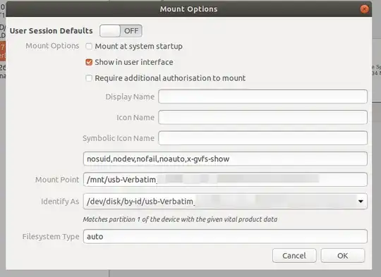 Edit Mount Options menu