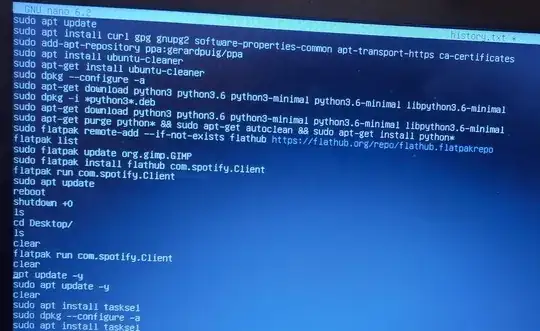 this is my terminal history after my laptop screen became red ...