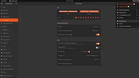 Example of missing icons in Settings app and system tray