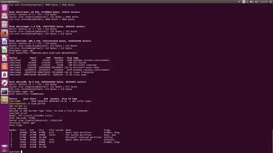 Parted and fdisk -l results