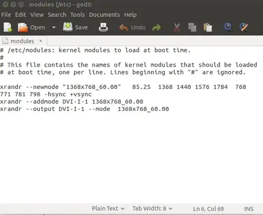screenshoot of adding the code to modules