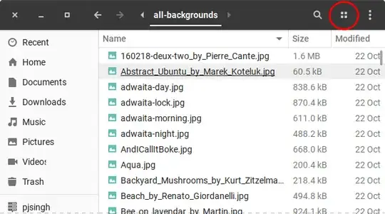 Click on the "Icons View" grid in the header bar