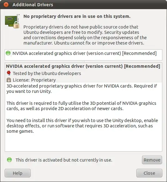 Addtitional Drivers activated but not in use