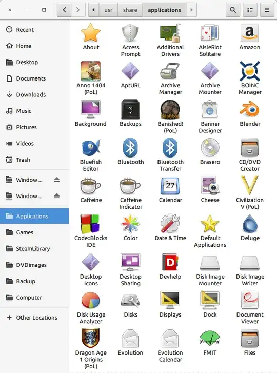 Display of the "Bookmark Applications"
