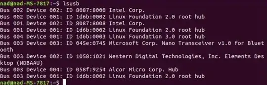 lsusb output in terminal