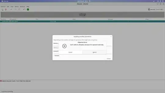 Gparted - trying to delete the partition