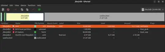 Screenshot of gparted screen