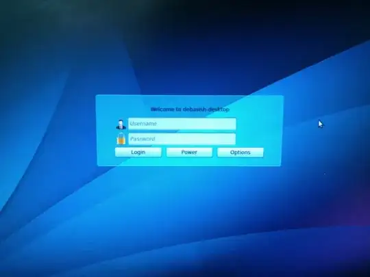 Log in screen