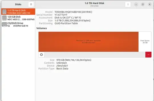HDD Shown on Disk utility