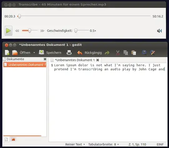 *transcribe* playing back audio while *gedit* is used to transcribe speech to text