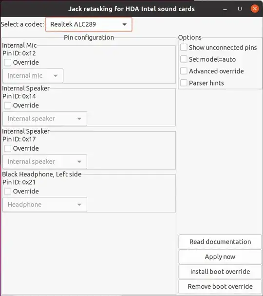 A screenshot of the settings I installed