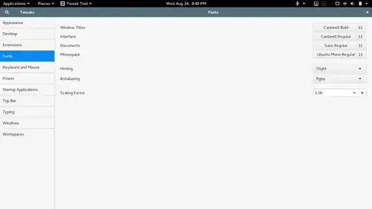 Fonts menu in Tweaks