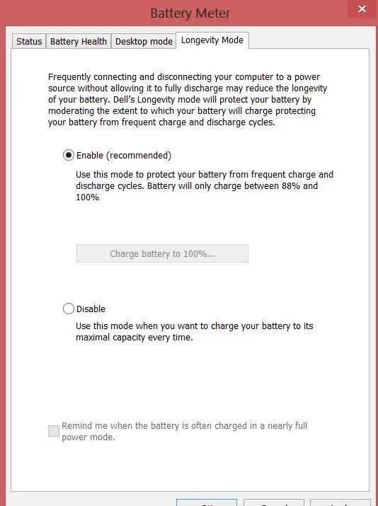Dell Battery Longevity Mode