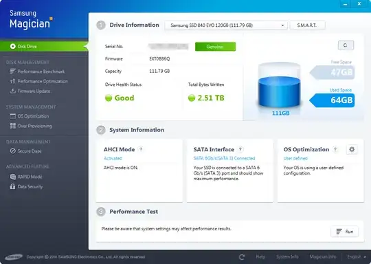 screenshot of Samsung Magician