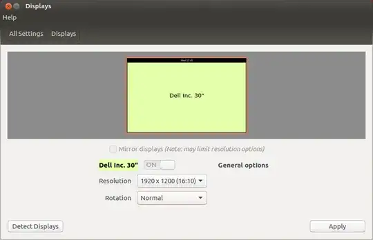 Displays config screen