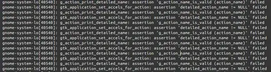 Screenshot of errors in system log