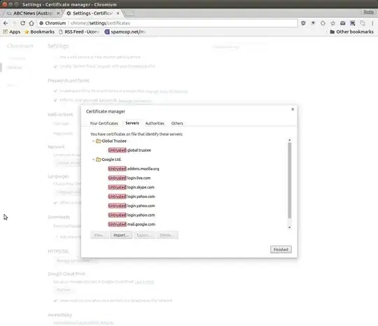 Screen shoot of chrome untrusted certificates