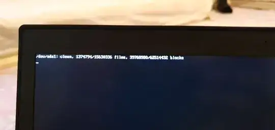 photo of screen showing /dev/sda1 message