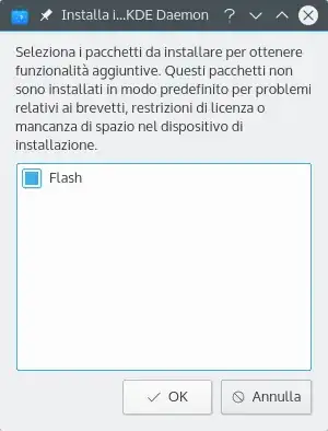 Image of request to install packages for flash plugin