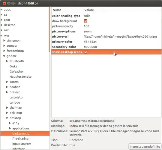dconf editor window with show desktop icons option