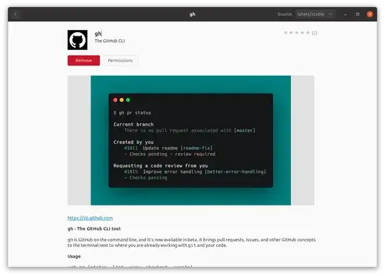 gh snap settings in the Ubuntu Software app