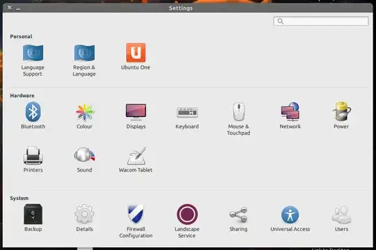 Settings with, presumably, icons missing