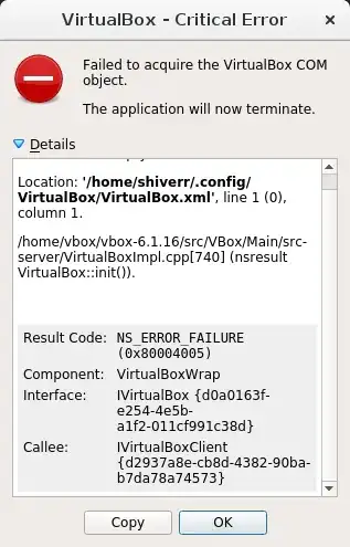 Screenshot of error