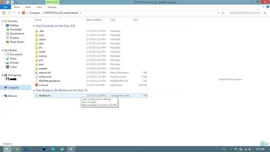 Image of the contents of the burned DVD.