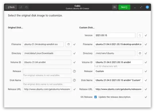 Project page with default values
