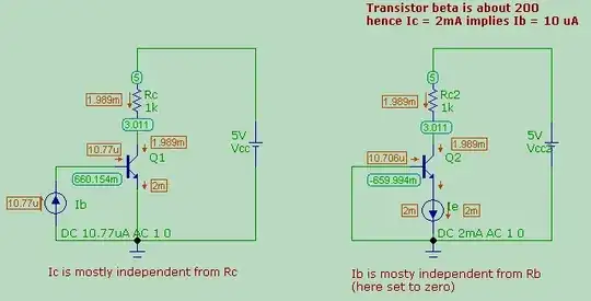 setting Ic by forcing Ib and Ie