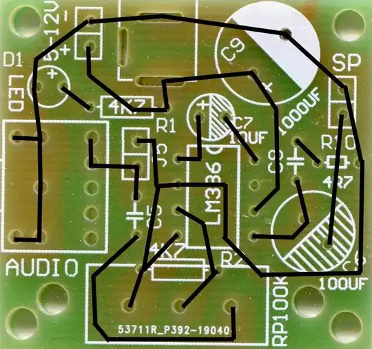 Traced backside layered on top of the front side of the PCB